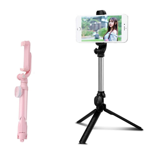 Teleskooppinen bluetooth selfie stick stativ matkapuhelin Pink