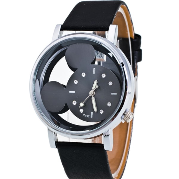 Skeleton Quartz Barnklocka Watch tecknad mushuvud Watch (svart),