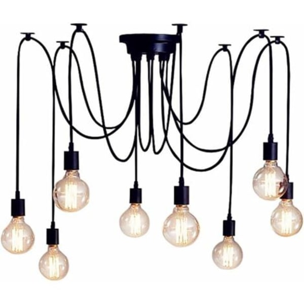 Gör-det-själv upphängda takljussats Industriell retrostilsbelysning (1,5 m lång sladd, ingen glödlampa, 8 huvuden)