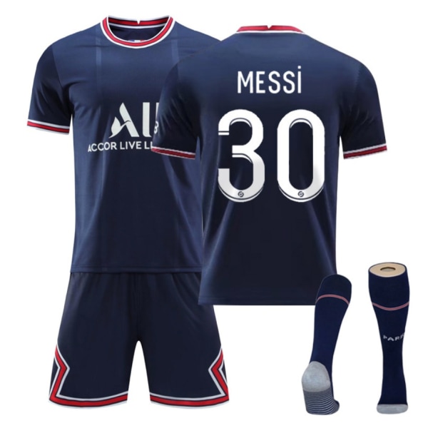 Soccer Kit Soccer Jersey Training T-paita nro 30 Messi Blue kids 20(110-120cm)