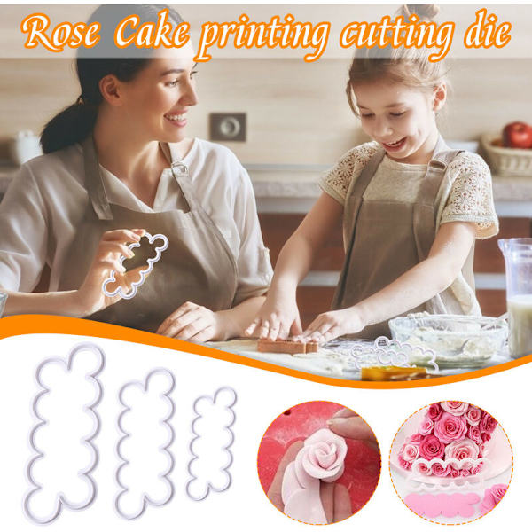 Stykker Alt-i-en Rose Flower Fondant Kage Trykpresse Form Cookies Form
