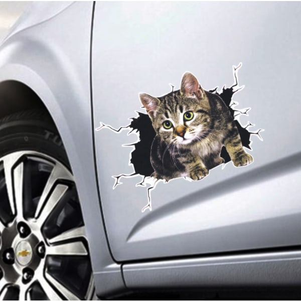 Bilklistremerker Kreativ personlighet 3D Stereo Kattunge Bilklistremerker Søt tegneserie Morsom katt kroppsstriper deksel