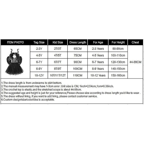 halloween barn flicka svart klänning klänning djävul cosplay Only dress 9-10 Years