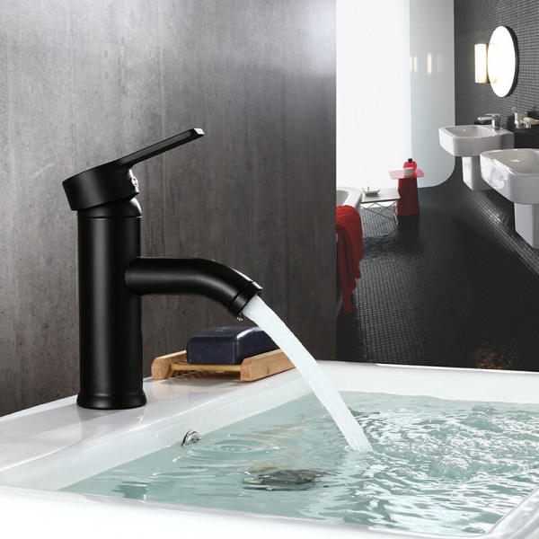 Svart tvättställsblandare lågsektion badrumsblandare svart handfatsblandare högkvalitativ kran lämplig för dusch