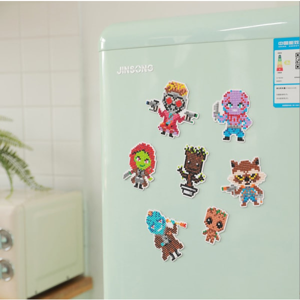 Håndlavet Creative Magnet Dot Drill Køleskab Sticker Legetøj 7pcs