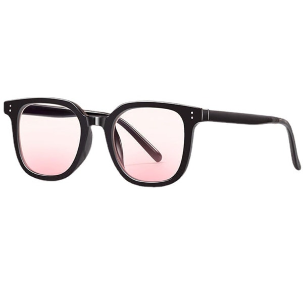 Solid sort stel med Blush Lens Clear Large Frame Flad Lens Powder Solbriller (Black Frame Blush),