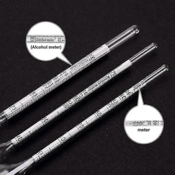 3-pack 0-100% Hydrometer Alkoholmätare Testset Alkoholkoncentrationsmätare + Termometer kk