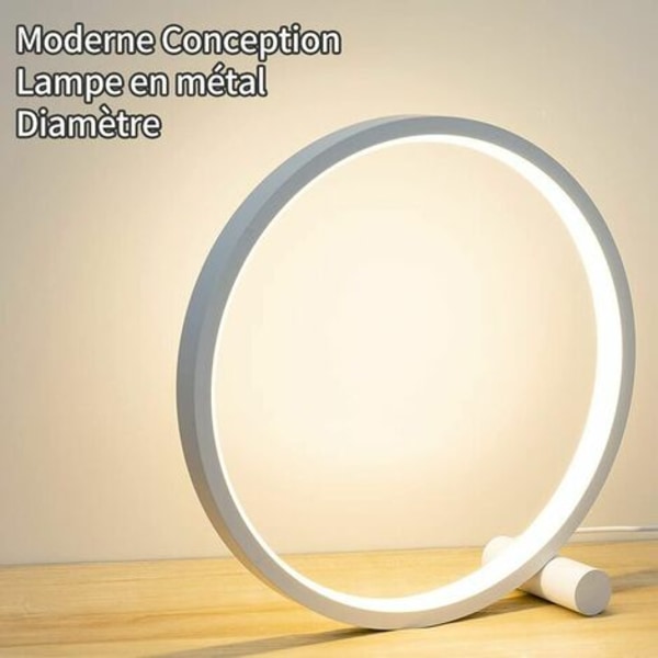Led sengelampe Touch Ring Bordlampe Dæmpbar, Sengelampe Soveværelse 3 farver Dæmpbar 10 Lysstyrke Modern Circle Desi