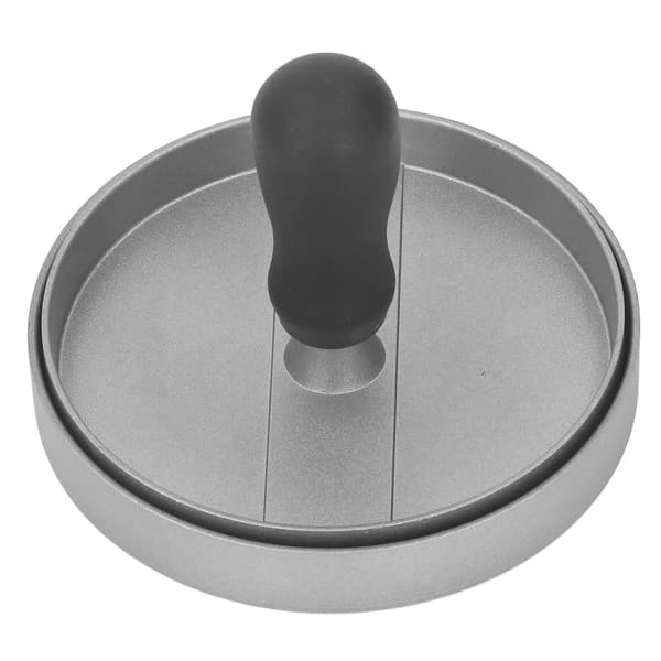 Hamburgerpresse i aluminiumslegering, 12 cm diameter, for biff og camping