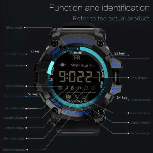 Smart watch, Bluetooth information push-aviseringsfunktion (röd),
