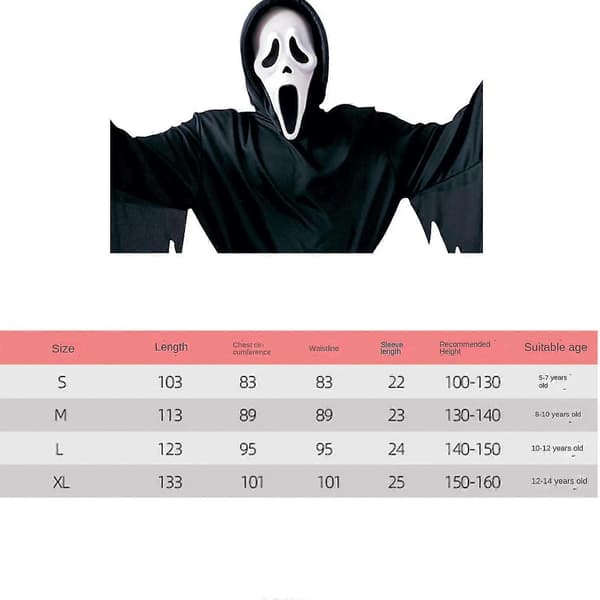 Ghost Face 25-års jubilæums hættekappe til voksne – Halloween-kostume til mænd L