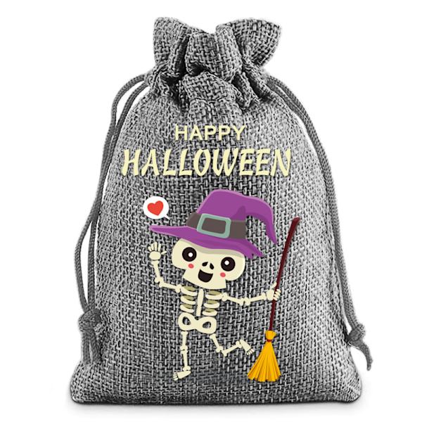 2024 Ny Halloween Linned Trækpose Trækpose Opbevaringstaske Fødselsdagsfest Børnegavepose Slikpose Grey 10*14cm
