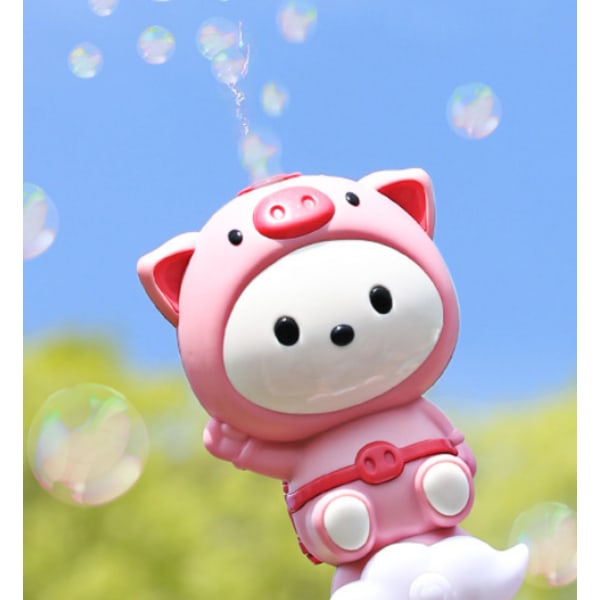 Automaattinen sähköinen Bubble Stick Bubble Machine (vaaleanpunainen söpö sika [värilaatikko]),
