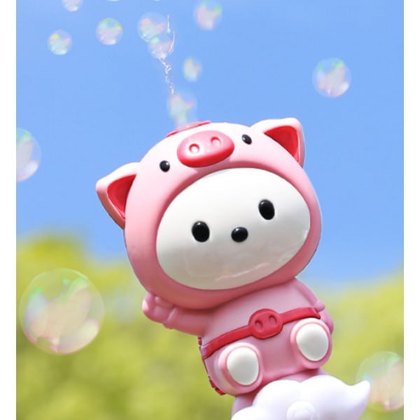 Automatisk elektrisk Bubble Stick Bubble Machine (rosa söt gris [färglåda]),
