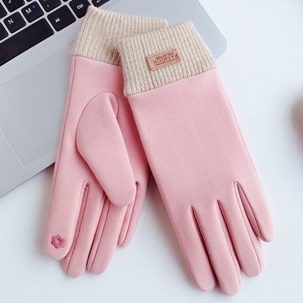 Naisten ulkona ratsastushanskat syksy ja talvi plus sametti lämmin muoti kirjonta ruuvit Mi Shu sametti kosketusnäyttö Pink Gloves