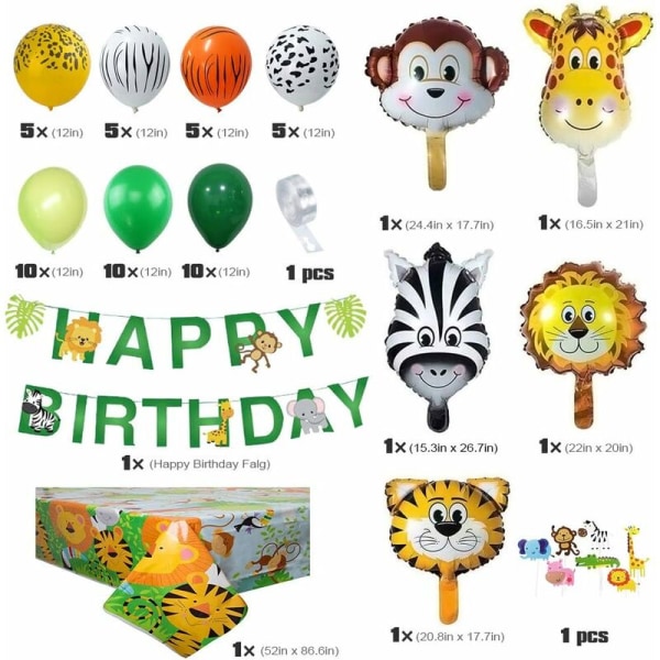 Jungle Bursdagsdekorasjon Gutt Safari Bursdagsdekorasjoner Gratulerer med dagen Banner
