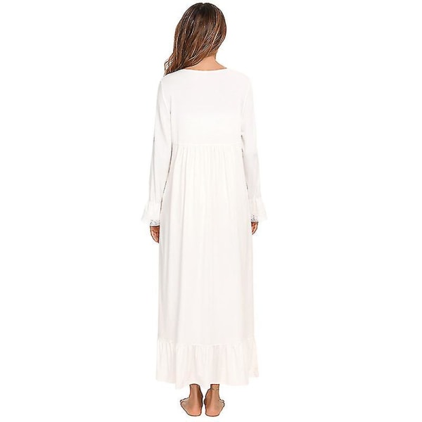 Victoriansk natkjole, langærmet bomulds-søvnskjorte M White