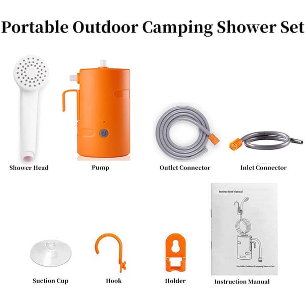Bärbar utomhusdusch USB Uppladdningsbar Camping Duschpump för Backpacking Resor