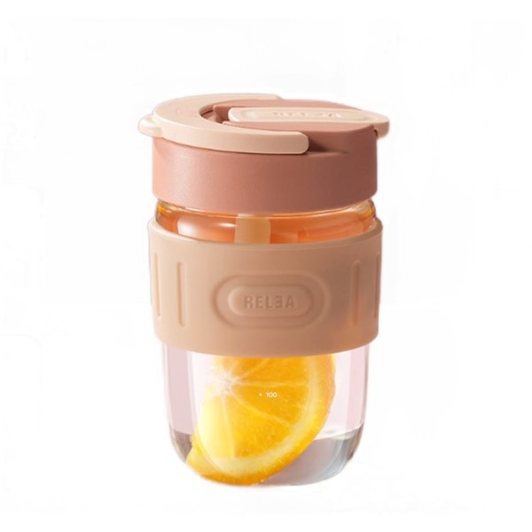 Kahvikuppi Yksinkertainen lasimuki miehille ja naisille Straw Tea Cup Mehukuppi (Frost Powder-360ml)
