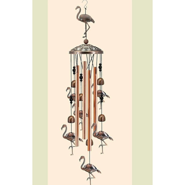 Retro messinkikello Flamingo-riipus metallikello alumiiniputki koristeellinen lahjariipus (yksi galvanoitu punainen pronssi flamingo)
