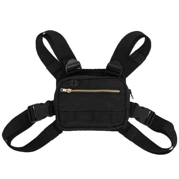 Multifunktionel justerbar brysttaske Front Pack Mobiltelefon opbevaringstaske Sort