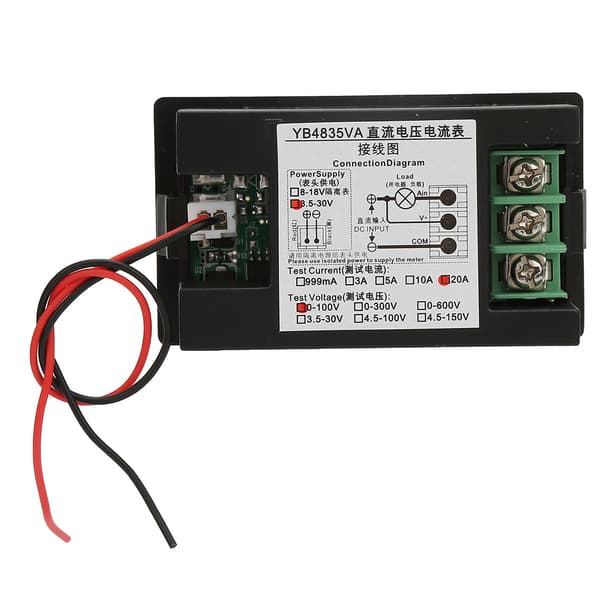 Dobbel Skjerm Voltmeter YB4835VA DC 0-100V 20A