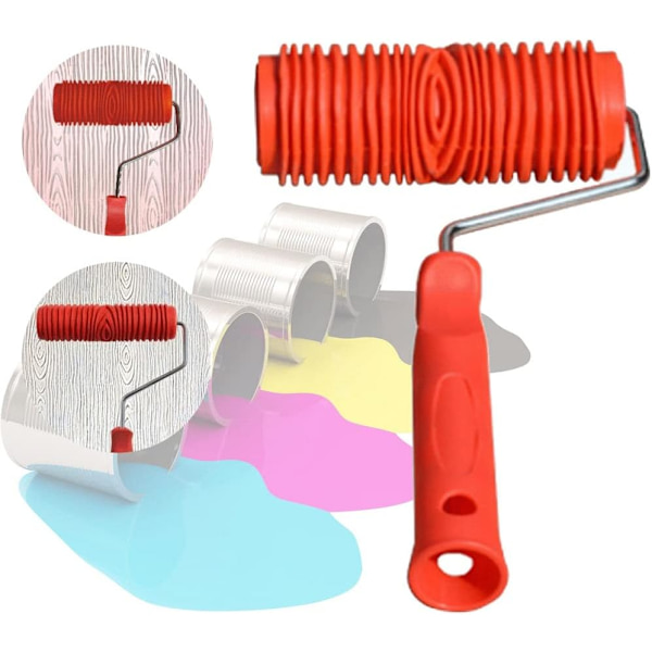 Wood Grain Tools Paint Roller, Väggmålningsverktygsrulle med handtag Plast Roller Tool