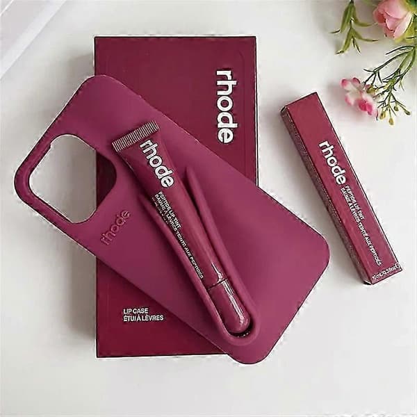 Rhode Lip Gloss -puhelinkotelo iPhone 16 15 14 13 12 17 11 Pro Max Plus Lip Raspberry -puhelimille Raspberry Iphone 17 Pro Max