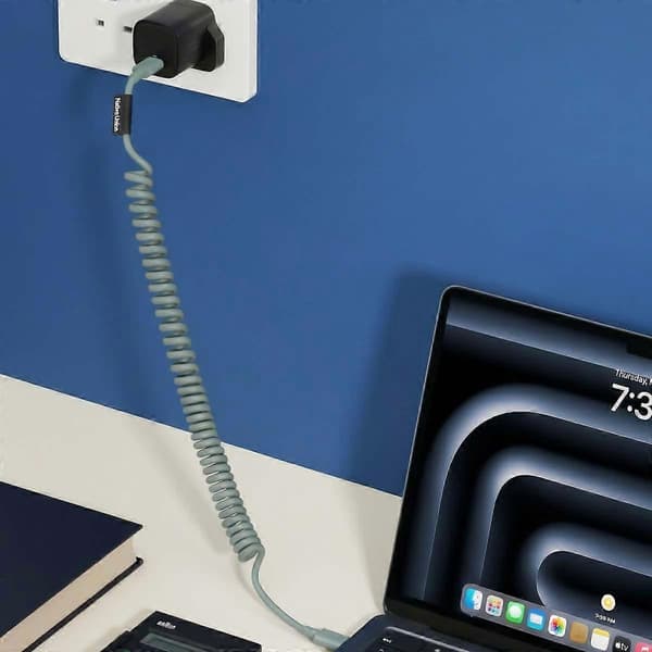 USB-C til USB-C-kabel 60W spiralformet 2,4m POP-serie hurtiglading[ht] Vert sauge