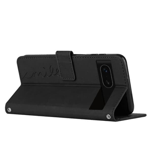 Hudfølelse Hjertepræget Læder Telefoncover med Lang Snor til Google Pixel 8a Black