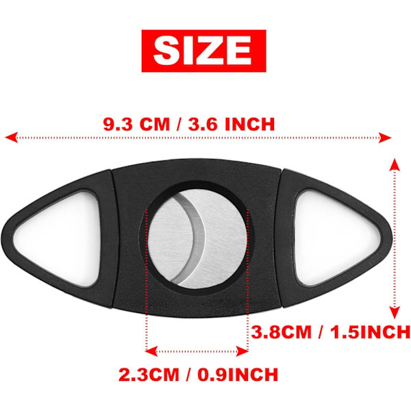 Pocket cigar cutter fra dobbelt plade af sort rustfrit stål (par)