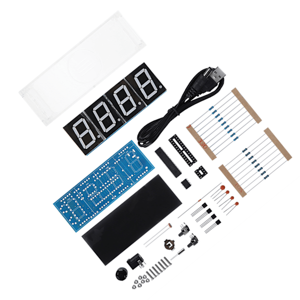 4-siffrig DIY Digital LED-klocka Kit - Automatisk Visning av Tid & Temperatur - Grön Elektronisk DIY Klocka Kit Green