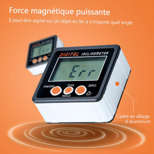 Digitalt inklinometer, 0-360°, magnetisk base