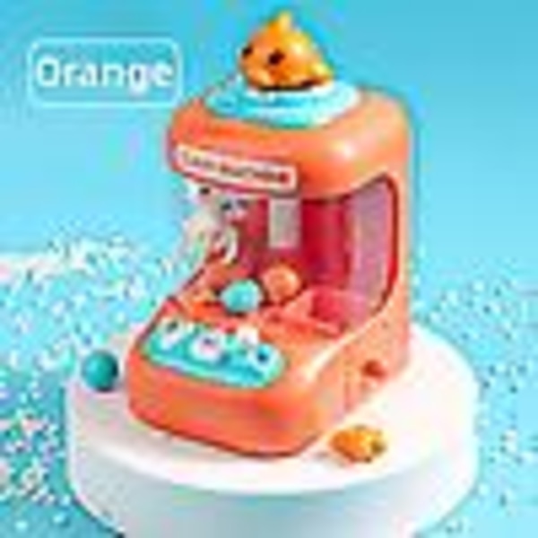 Tecknad klo Maskin Leksak Med Ljus Dockor Griping Machine Mini Catch Stuffed Machine Interaktiva leksaker for flickor Barn(Orange)