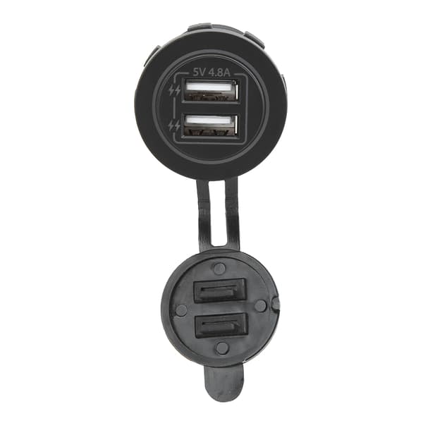 Dual USB Biloplader 60cm Kabel 12V 24V til Bil Båd ATV Grøn