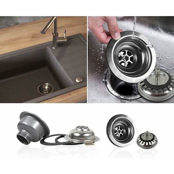 Kjøkkenvask Sil servantstopper i rustfritt stål Kjøkkenkurv Tilbehør servant (114 mm)