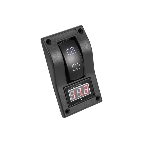12V DC Marinbåt Voltmeter LED Dubbel Batteritestpanel Växelströmbrytare På Av