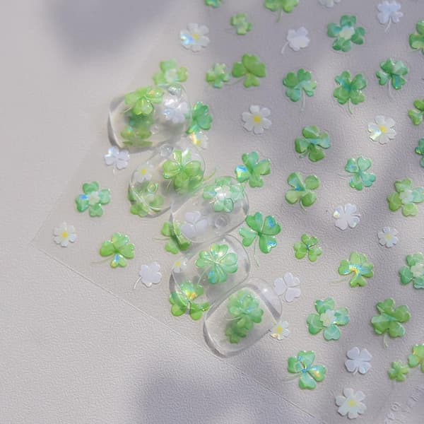Lucky kløverblomst selvklebende neglekunst dekorativ A3