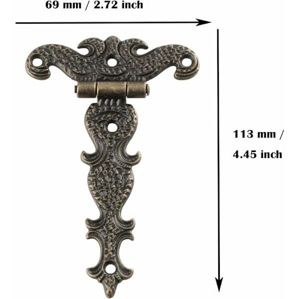 stykker grøn bronze zink legering retro hængsel retro hængsel skab skab værktøjskasse dekoration reparation，Til boligmøbler, d