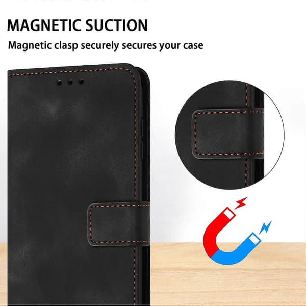 Til Samsung Galaxy A17 5G Cover Solid Farve Læder Pung Beskyttende Telefoncover Sort