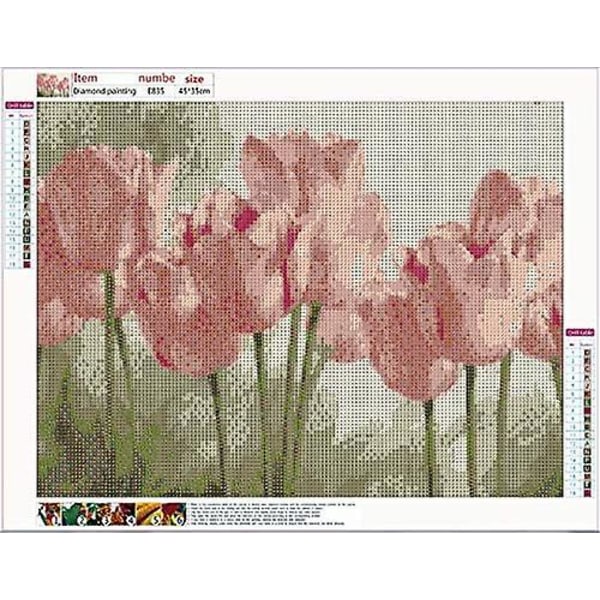 Gjør-det-selv diamantmaleri 5d diamantmaleri, krystallrhinestones & rhinestones broderi korssting kunst håndverk for hjemmet veggdekor (tulipan blomst), 45