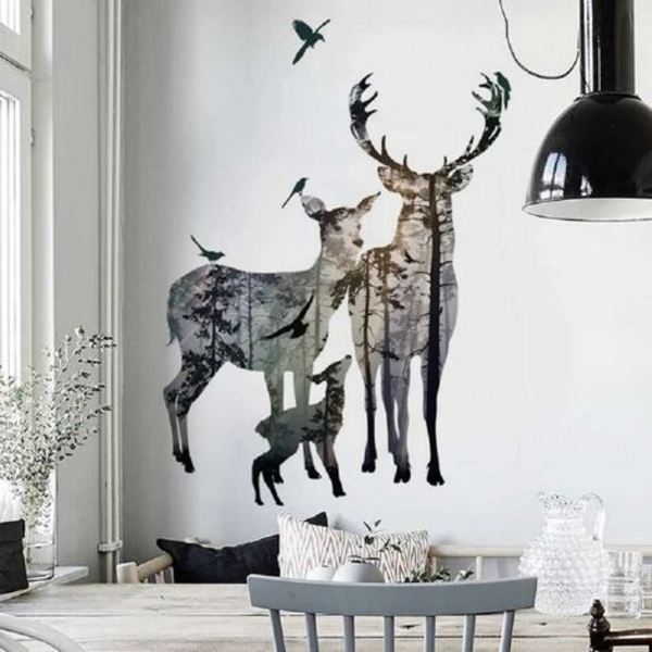 Wallstickers 78x109cm dekorative selvklæbende wallsticker dyr skovfugle træ Deco til stue soveværelse kitc