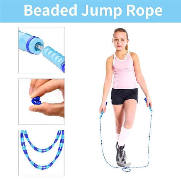 Langt reb med perler, hoppereb til flere personer i en gruppe, blue7m