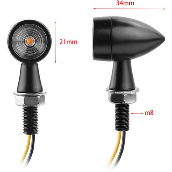 Et par Mini Retro Motorcykel LED Blinklys Metal Blinkers til Kawasaki Suzuki Yamaha