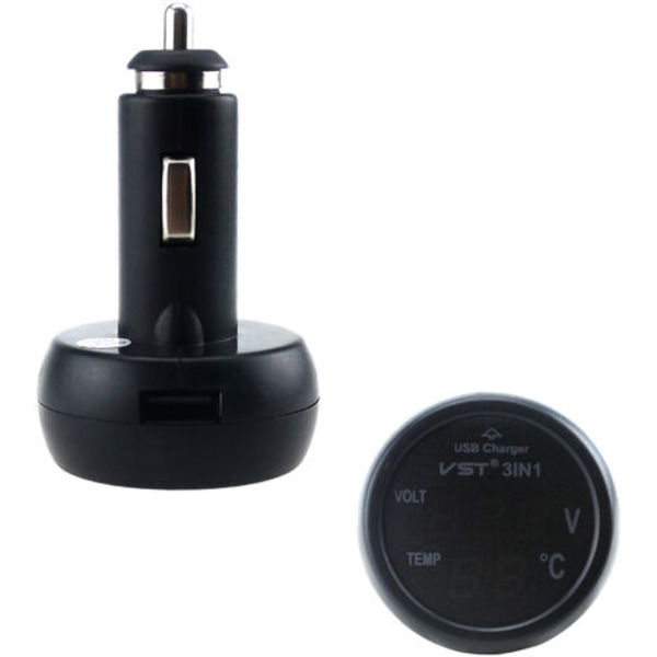 B7006BL-QC tre-i-en multifunktionelt bilvoltmetertermometer