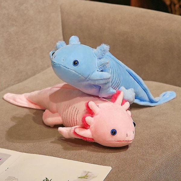 45 cm Kawaii färgglada Newt plysch leksak fylld Söt Axolotl Salamander Fuzzy plysch fisk lugnande lång kudde Kudde Barn Present A black