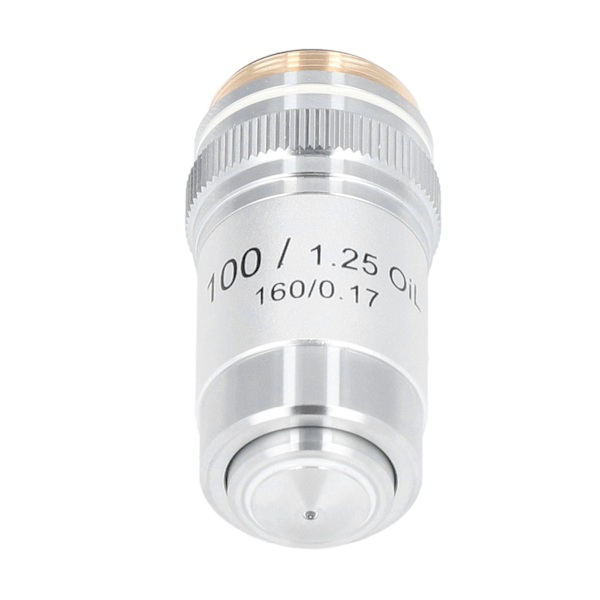 Hög Effekt 100X Akromatisk Objektivlins Mässing Förkromad Gränssnitt 20,2 mm