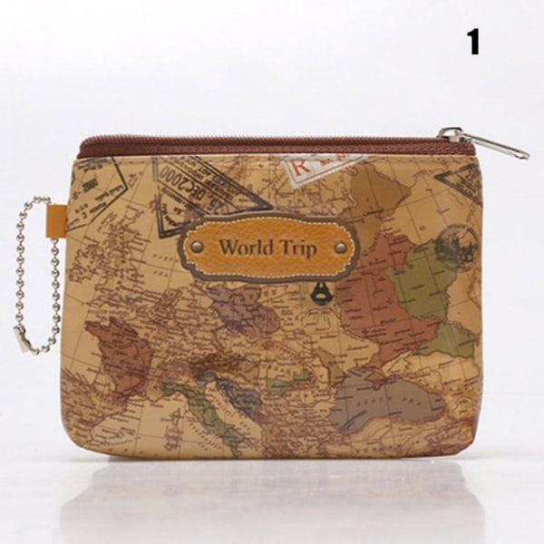 3D World Map Series Lynlås-møntpung(MAP-01(Brun)),
