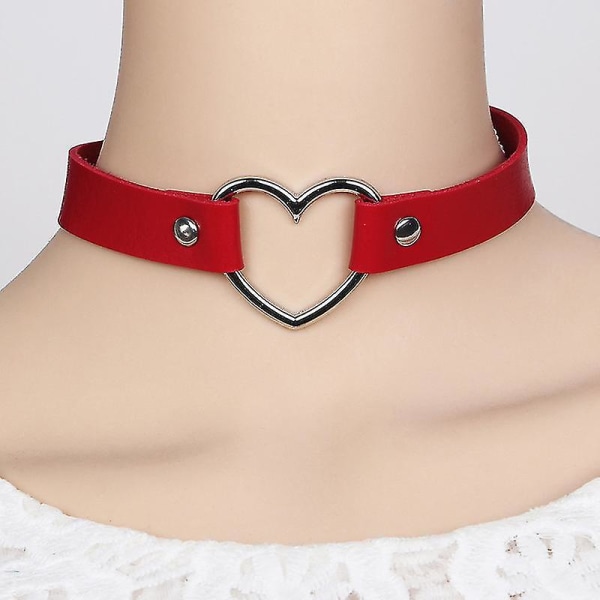 Dame Lady Punk Goth Pu Leather Rivet Heart Collar Choker