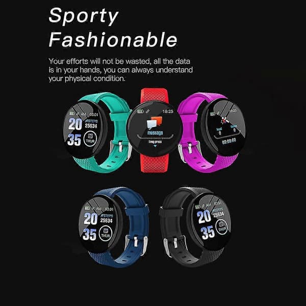 D18 1,3\" Vanntett Smartklokke: Pulsmåler, Søvnmonitor, iOS/Android, Sanntidsvarsler